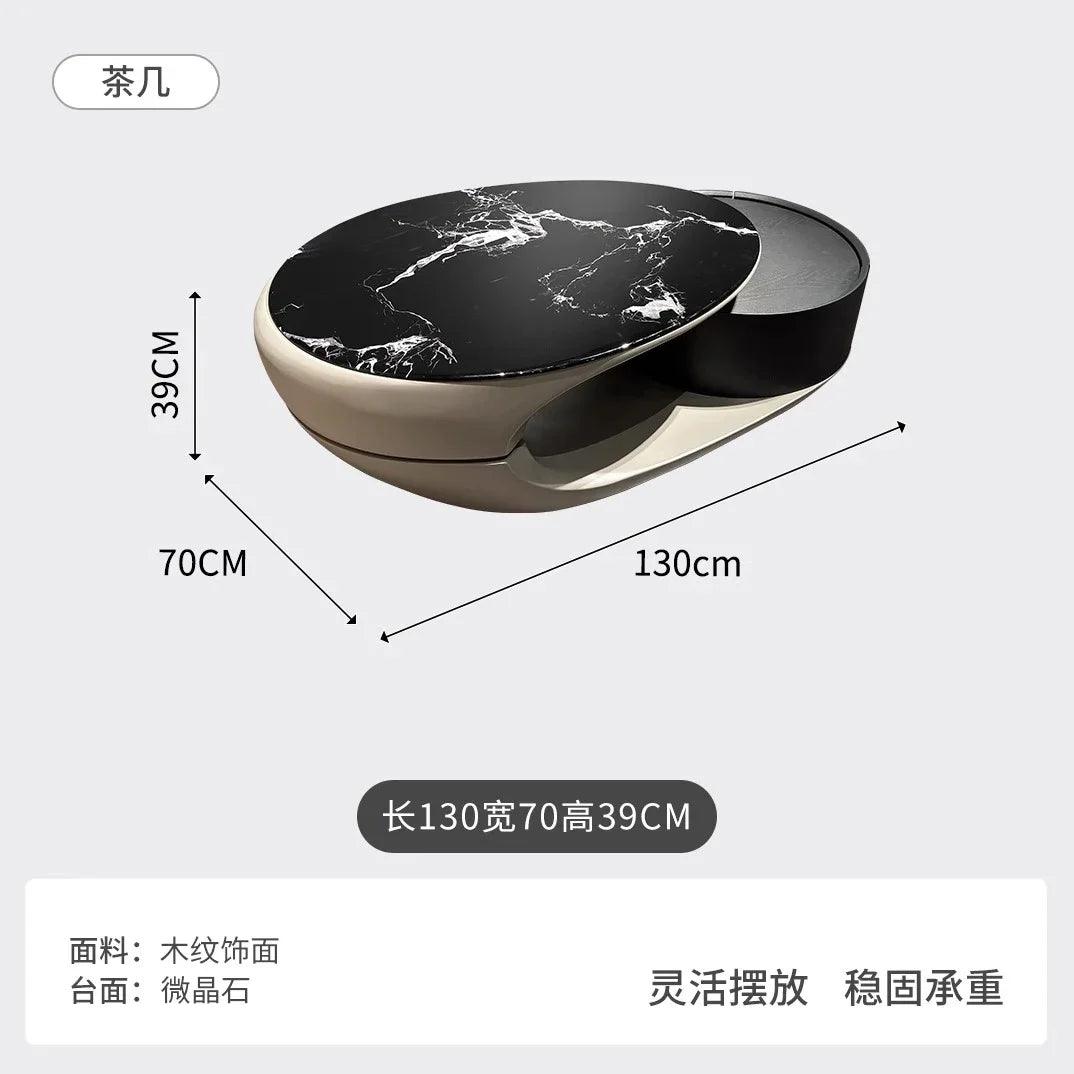 LOval Special-shaped Coffee Table Small Apartment Living Room Tea Table Modern High-end Designer New Luxury Stone - Kimlud