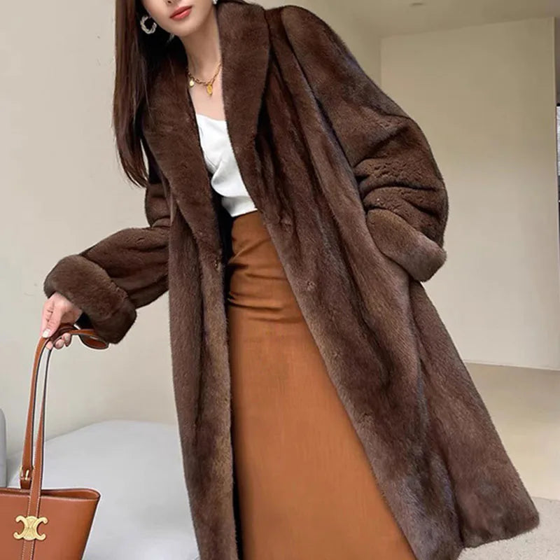 High Quality Fur Coat Imitating Fox Fur Women's Fur Coat 2025 New Winter Thick Temperament Mink Fur Leisure Women's Fur Coat 624