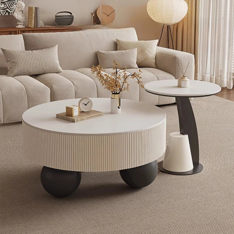 Round Designer Coffee Table Storage Nordic Aesthetic Minimalist Coffee Table Drawers Italian Simple Mesa Auxiliar Home Furniture - Kimlud