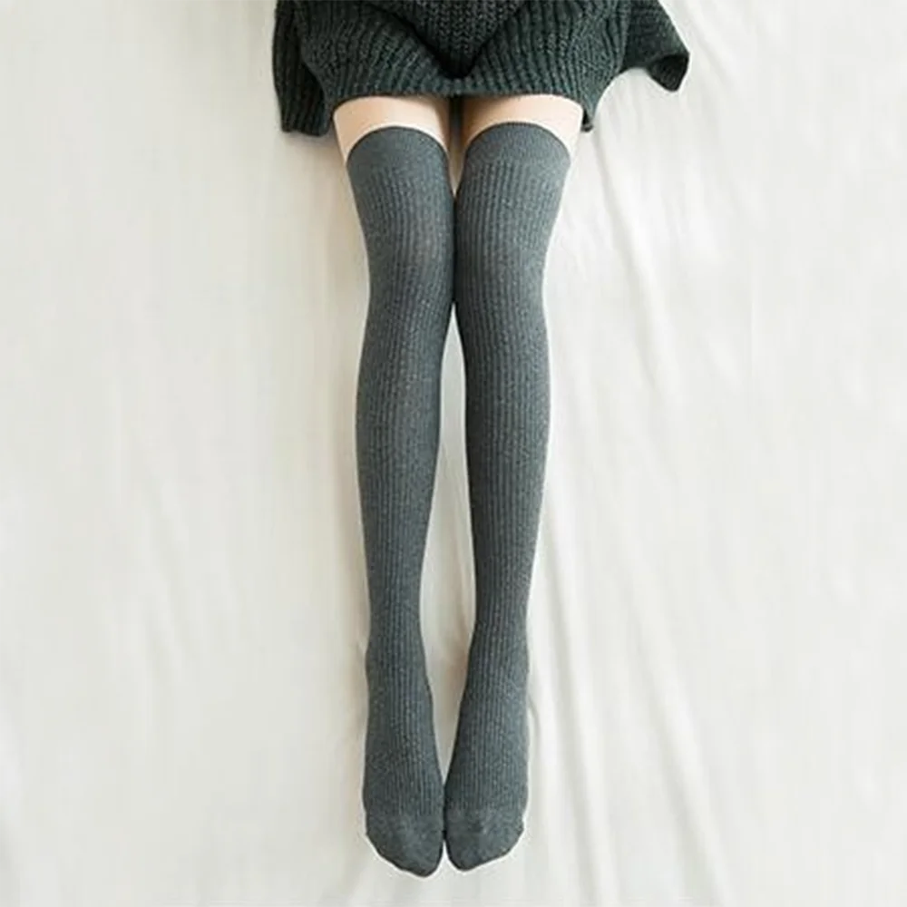 Women's Winter High Stockings Warm over Knee Soft Wool Stockings Cotton Striped Long Socks Thigh Stocking Lolita Thick Warm Sock - Kimlud