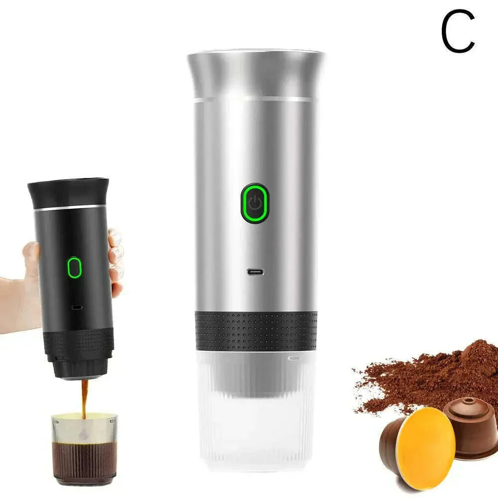 Electric Portable Coffee Machine Portable Italian Espresso Machine for Car & Home 3-in-1 Capsule Powder Travel Coffee Maker