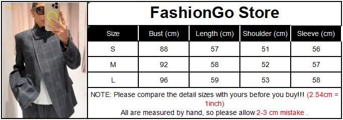 Women Irregular Plaid Blazer Jacket Fashion Stand Collar Full Sleeve Split Loose Short Coat 2025 Female Daily Commute Outerwear