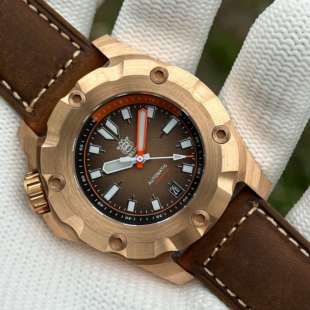 2025 New Arrival SD1942S STEELDIVE Brand 45MM Solid Bronze Case and Bezel Automatic Antique 1000m Waterproof Men Dive Watches - Kimlud