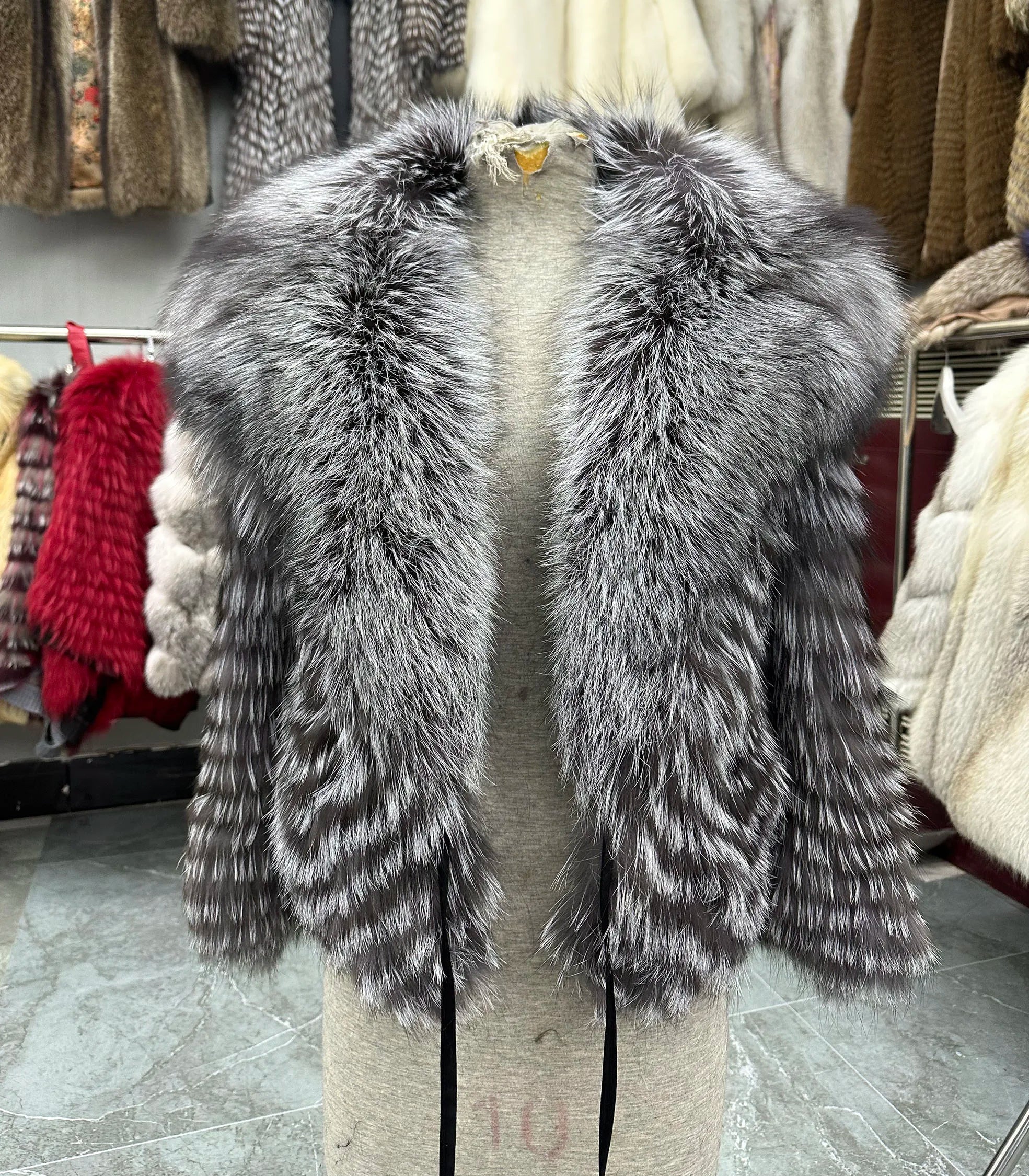 Lady's Natural Stripes Fox Fur Coat with Big Collar Spring Autumn Luxury Fashion Jacket