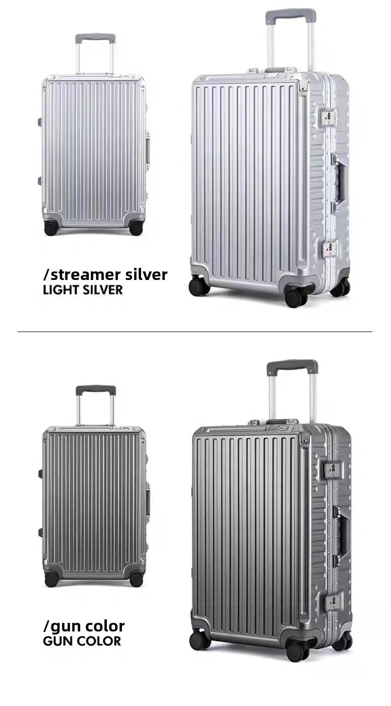New ultra sturdy aluminum frame luggage, high aesthetic board case, universal wheel business travel box set, optional 20-28 inch