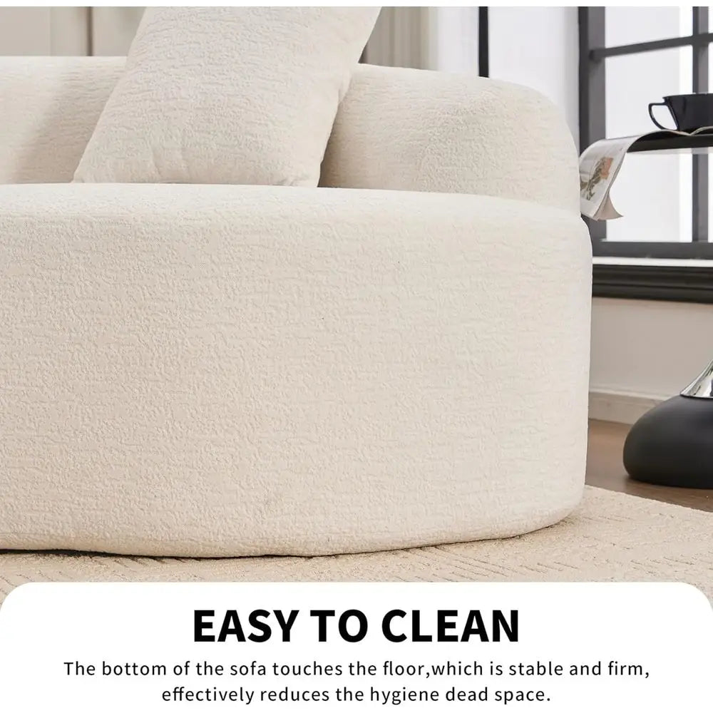 Luxury 4-Seater Curved Chenille Sectional Sofa with Plush Pillows for Living Room Comfort | Kimlud Luxury Chair