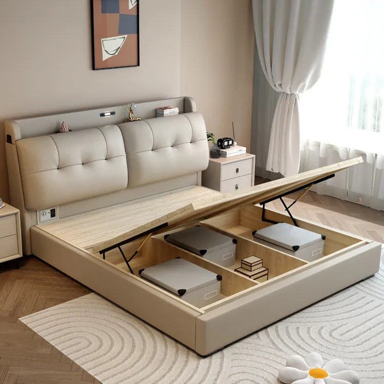Double 1.8m Beds Storage Headboard Upholstery Minimalist Drawers Beds Frames Multifunctional Muebles Para El Hogar Furniture