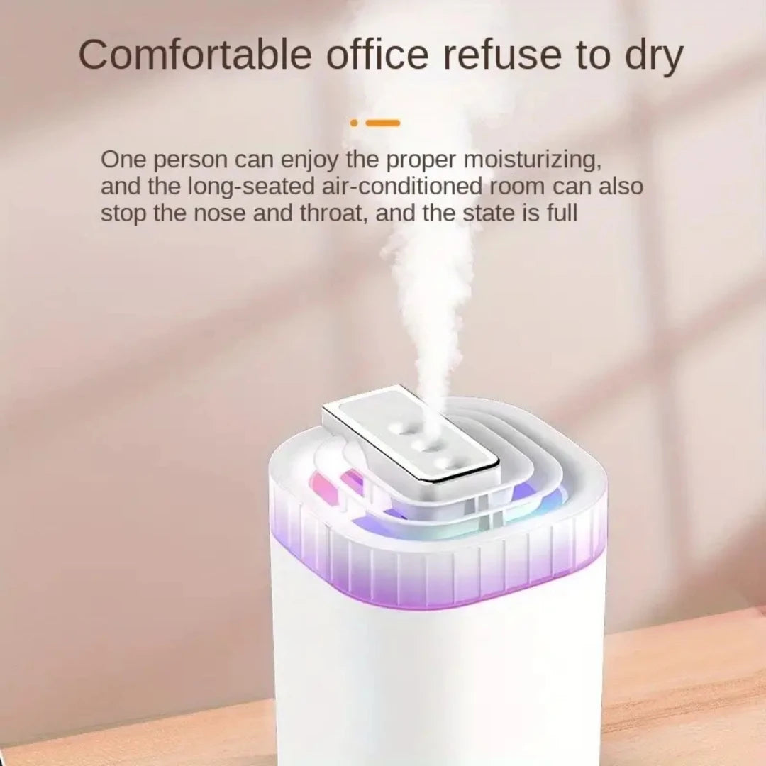 3L Ultrasonic Air Humidifier Cool Mist Humidifier with Night Light and Three Nozzles Quiet USB Aromatic Humidifier for Home