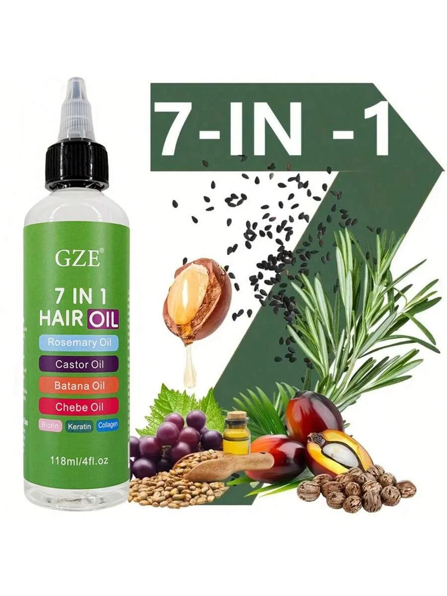 7-IN-1 Hair Oil Enriched With Rosemary Oil Castor Oil Batana Oil Chebe Oil Biotin Keratin Collagen for Hair Strongs,...