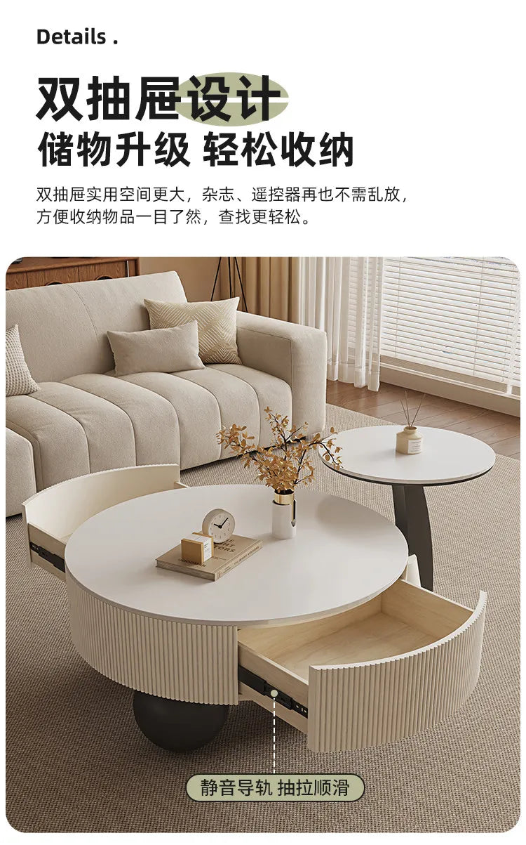 Round Designer Coffee Table Storage Nordic Aesthetic Minimalist Coffee Table Drawers Italian Simple Mesa Auxiliar Home...