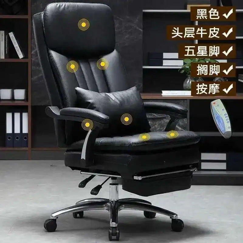 Executive Seat Office Chair Leather Study Wheels Modern Hand Relax Armchairs Library Fashion Cadeira Presidente Office Furniture - Kimlud