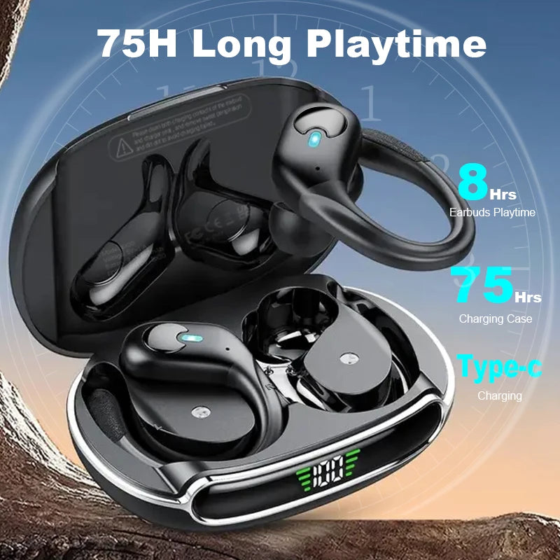 GREATWALL Wireless Earphones Headphones HiFi Music Stereo Sport Noise reduction Headset Charging Box Led Display HD Call Earbuds