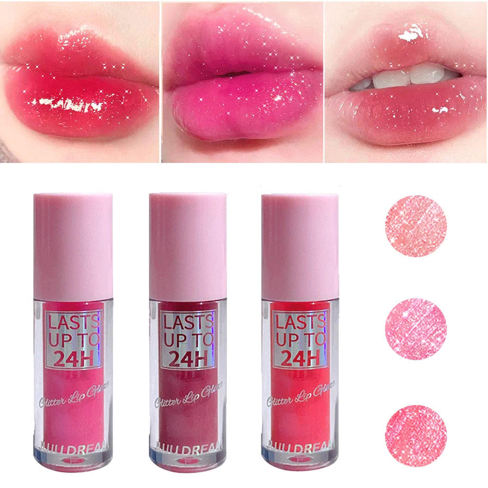 Flowing light Glitter Lip Glaze Long Lasting Lip Gloss Waterproof Liquid Lipstick Makeup Lip Oil Lip Tint Moisturizing - Kimlud