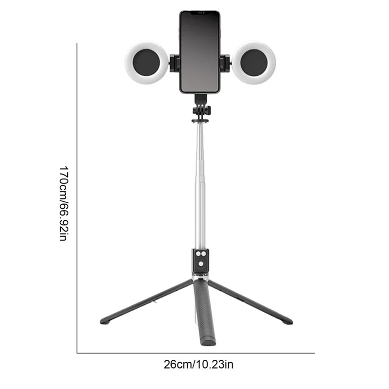 Selfie Stick Tripod With Light 67Inch Height Portable Wireless Remote Phone Tripod For Travel Cell Phone Holder Mount