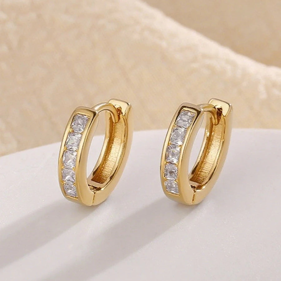 925 Sterling Silver Dazzling CZ Stone Hoop Earrings For Women Vintage Simple Zircon Circle Drop Earrings Elegant Party Jewelry - Kimlud