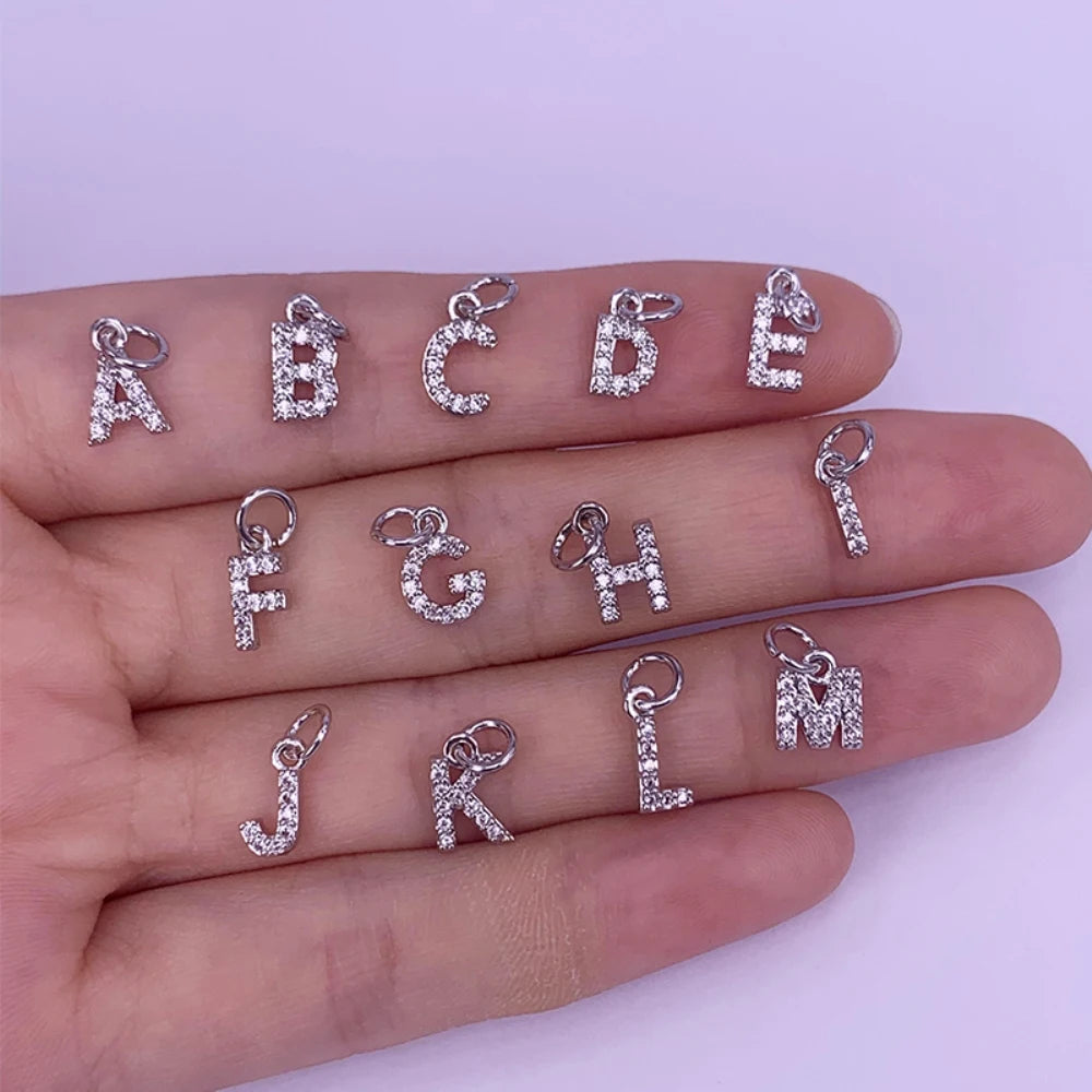 Gold Color Hip Hop 26 Initials Letter Pendant A-Z Alphabet CZ Zircon Necklace Earrings Jewelry Accessories Women...
