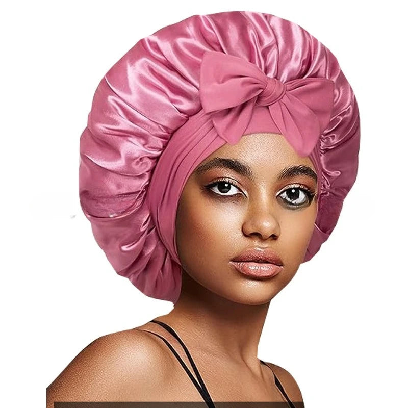 1PC Satin Sleep Bonnet Polyester Unscented Hair Care Cap with Adjustable Tie Band,Comfortable Sleeping Bonne for Hair Protection