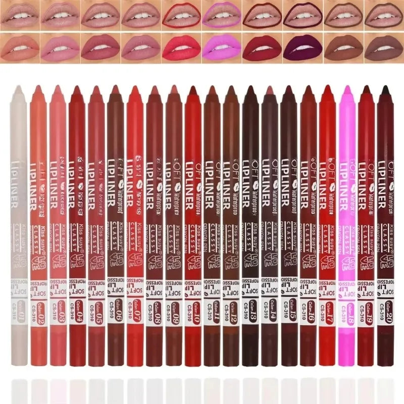 20 Color Waterproof Matte Lipliner Pencil Natural Violet Pro Lip Liner Makeup Nude Lips Contour High Pigment Lipstick Cosemetics
