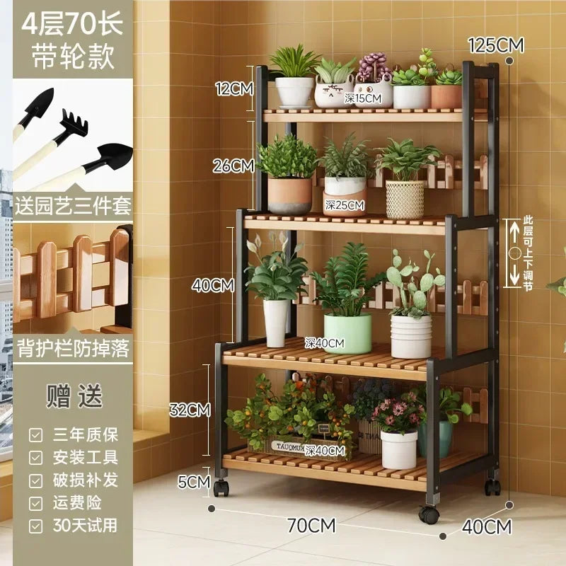 Black Outdoor Plant Shelf Rack Flowers Luxury Universal Square Plant Shelf Rack Tiered Bamboo Bitki Rafları Garden...