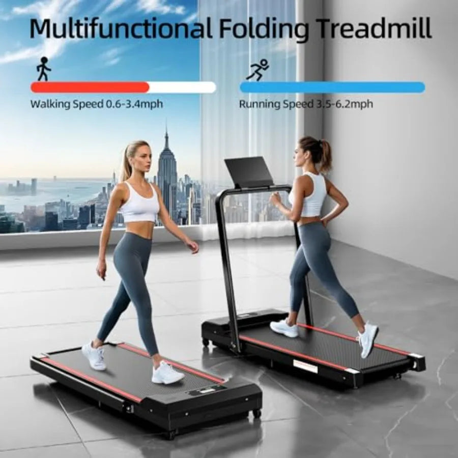Under Desk Walking Treadmill with Handle Bar for Home and Office Use 3.0HP Motor Supports Up to 300 LBS Folding Design with Rem - Kimlud