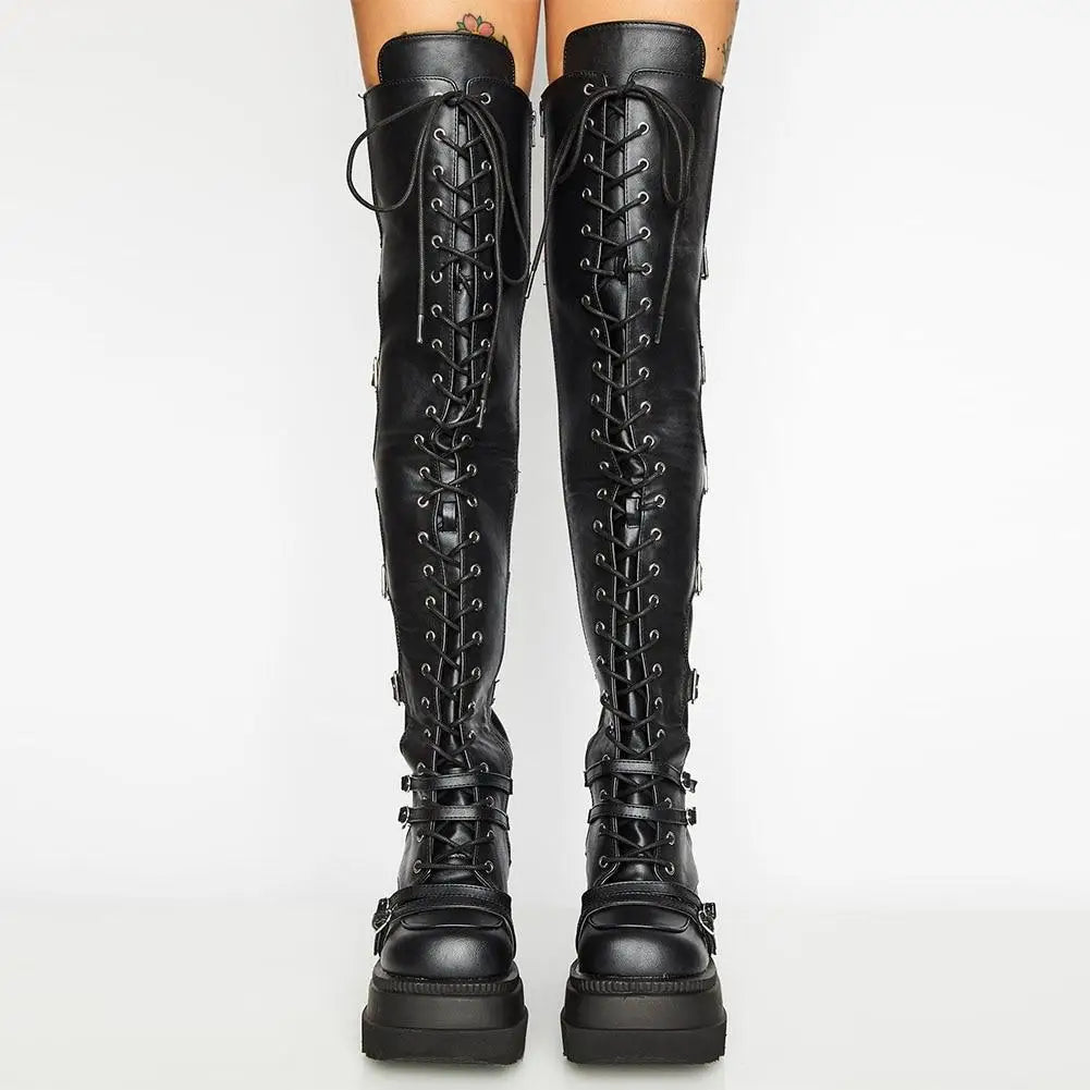 Wedges Long Boots for Women Autumn Winter Over-the-knee Boots Cosplay High Platform Women Boots New High Heel Gothic...