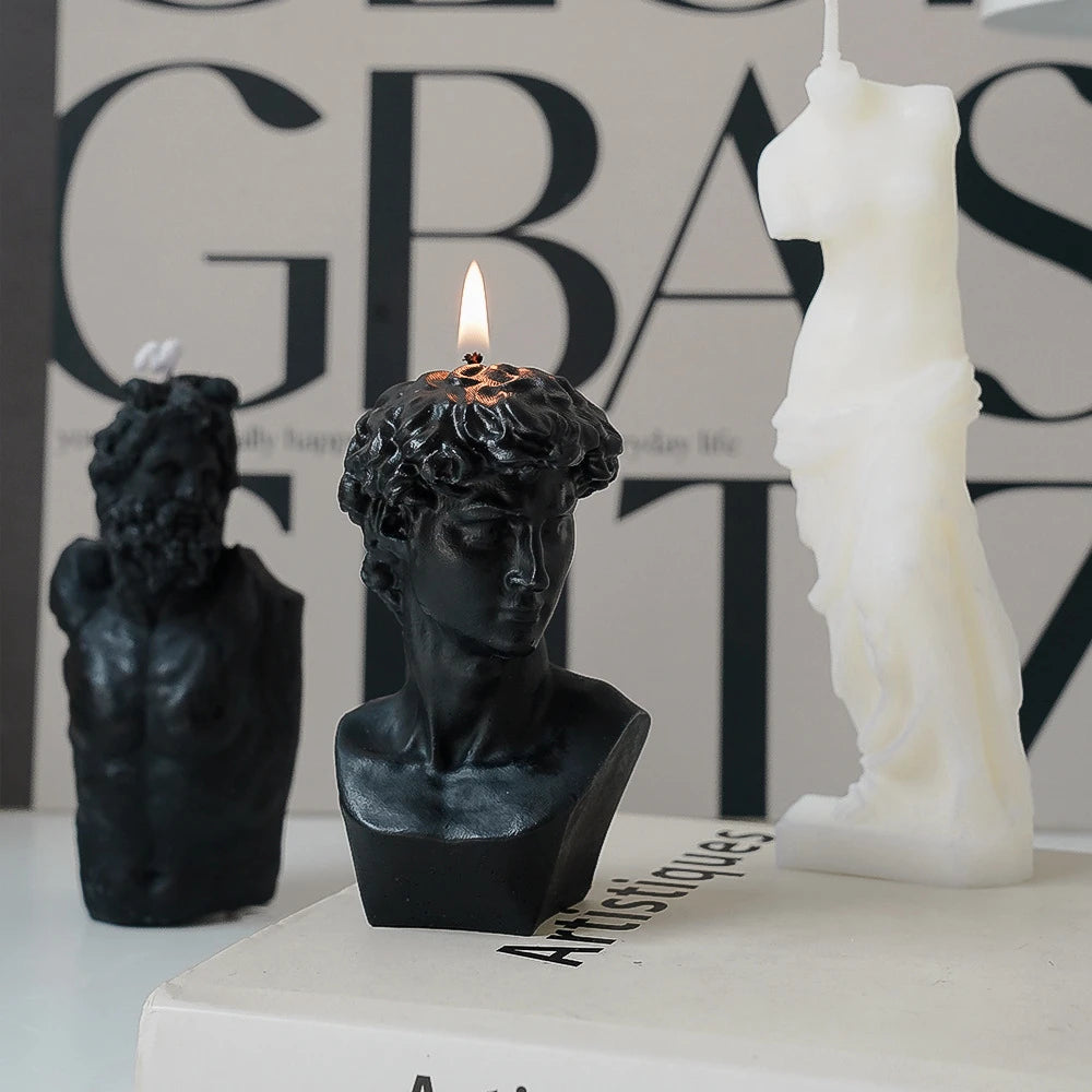 Fruit scented candles, natural plant scented white tea, lavender, David sculpted Aromatherapy candles 4.5X6.5cm