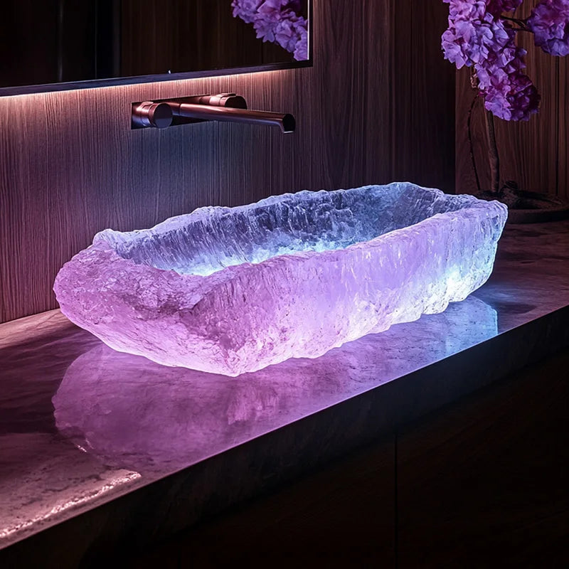 Resin dream crystal stone wash basin custom sales office model room bathroom single basin art table basin | Kimlud...