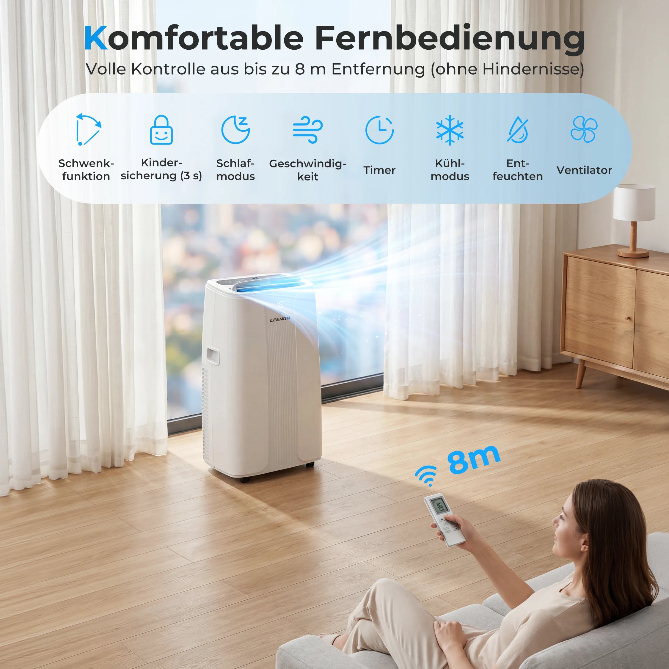 14000 BTU Mobile Air Conditioner (4.5 kW), Cooling & Ventilating & Dehumidifying, Room Size up to 100 m³ | Kimlud Luxury...
