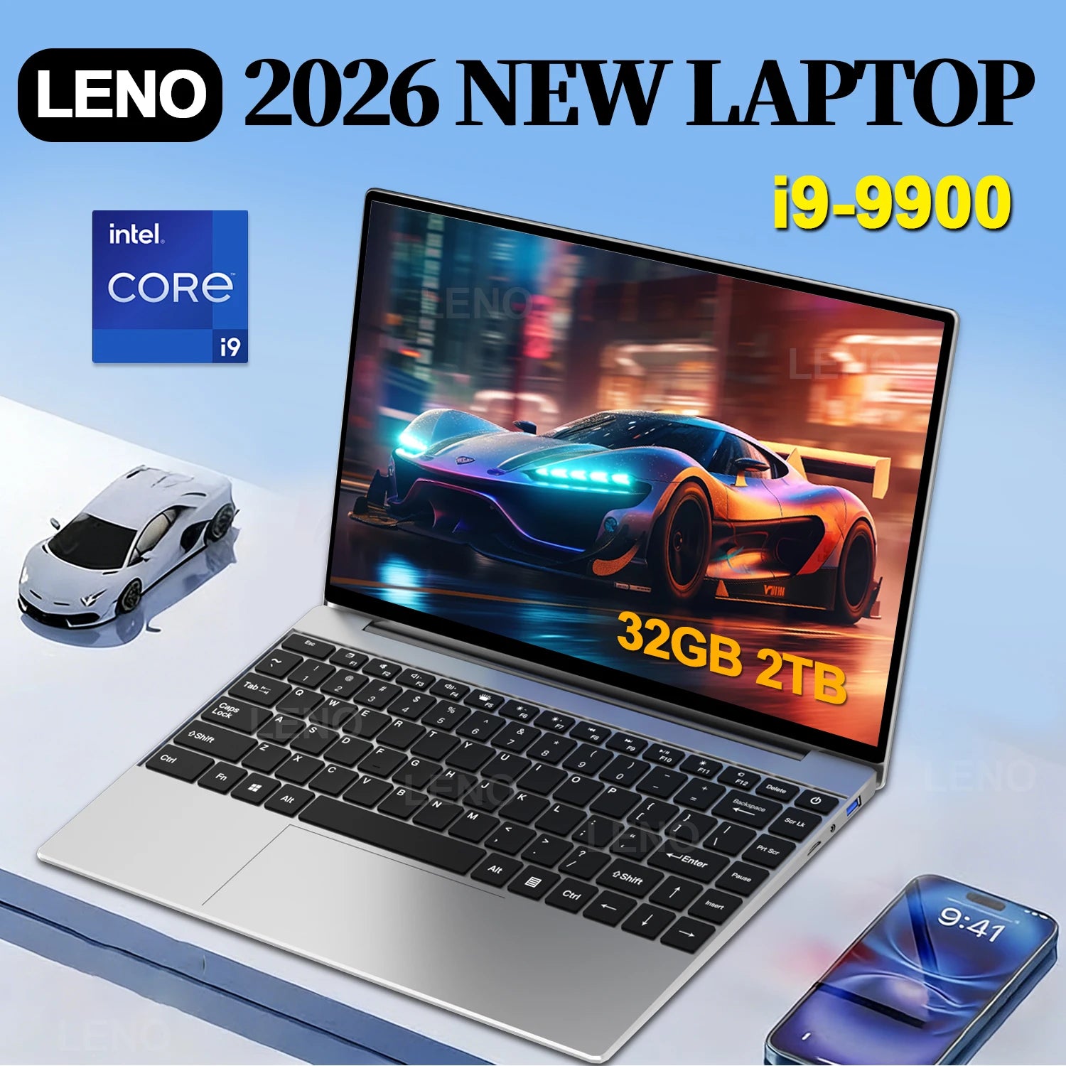 LENO 2026 NEW 14.1" Laptop Intel Core i9-9900 32GB 2TB Gaming Computer PC Windows11 Gamer office Ultra Slim Notebook 1920*1080 - Kimlud