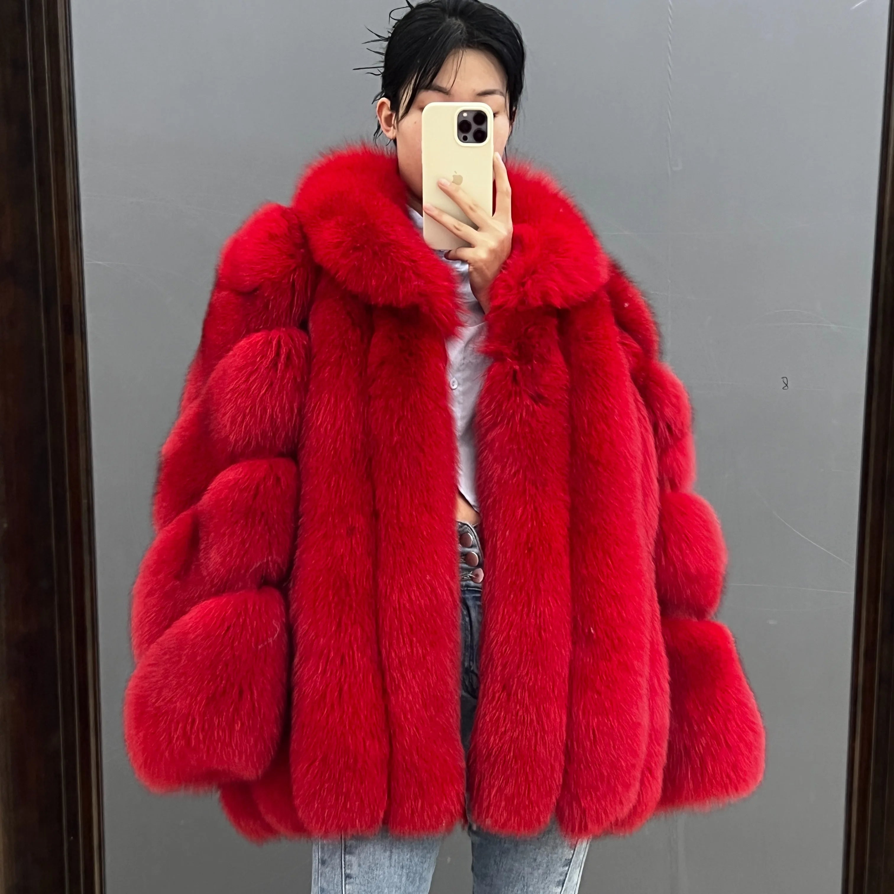 Finnish Imported Silver Fox Mid-Length Waist Coat Winter High-End King Leather Jacket 2025 New Style