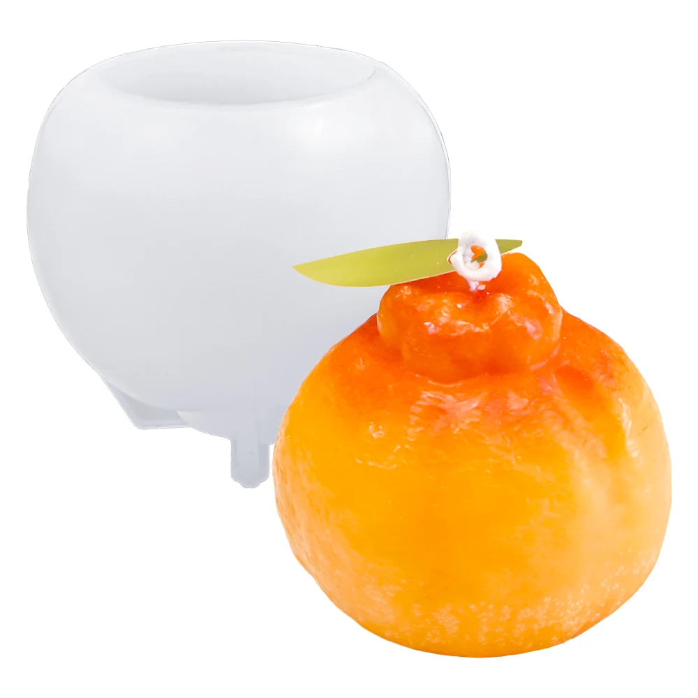 S0164 Creative 3D Orange Silicone Candle Mold Simulated Fruit Moldes Para Velas for Aromatherapy Candle Making