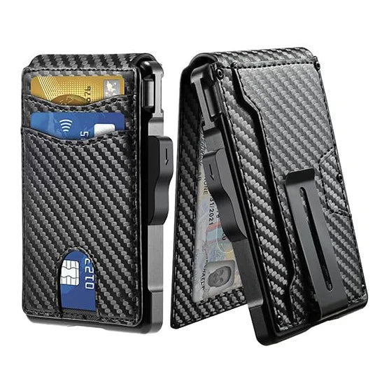 Minimalist Wallet EDC Tactical Slim PU Leather Credit Card Holder RFID Blocking Bifold Smart Wallets with Money Clip for Men