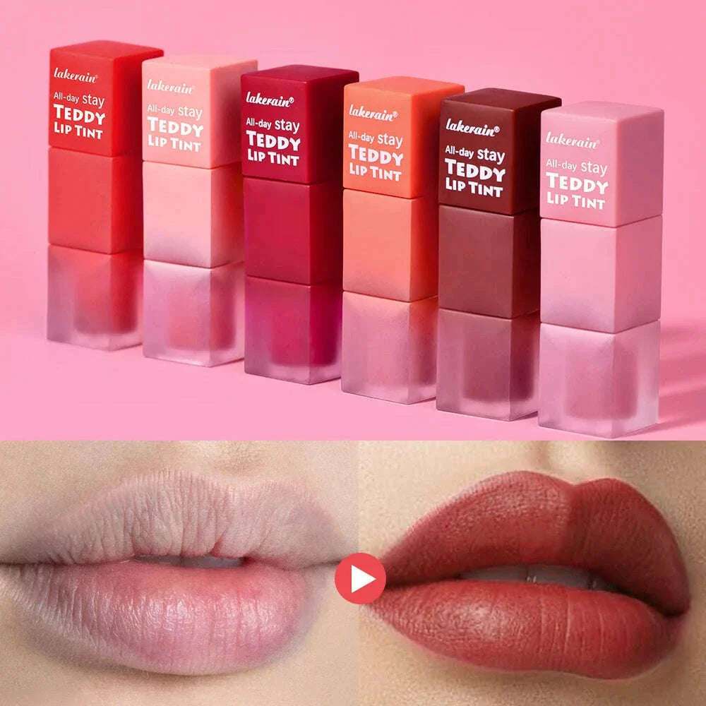 lakerain 6 colors matte teddy lip gloss lasting color waterproof not easy to take off makeup non-stick cup lip gloss