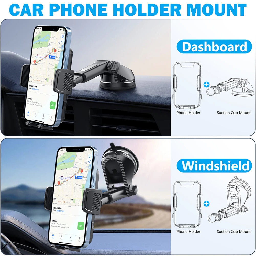 Gravity Sucker Car Phone Holder 360° Rotation Dashboard Mobile Phone Stand Universal Cell Phone Support for Trucks RVs Vehicles