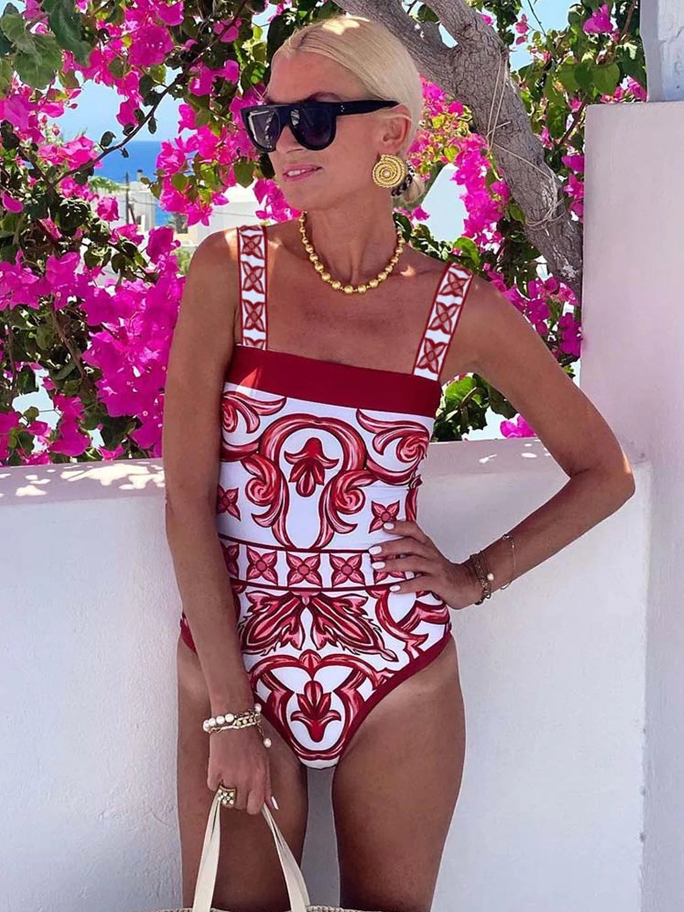 2026 New Ethnic Style Printed One Piece Swimsuit For Women Swimwear And Beach Sarong High Waist Bathing Suit Beachwear Monokini - Kimlud