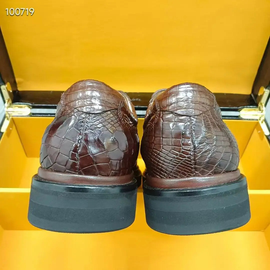 Luxury Crocodile Skin Men's Business Shoe Genuine Real Alligator Leather Brown Top Quality Shoe Leisure Fashion Men ficial Shoe