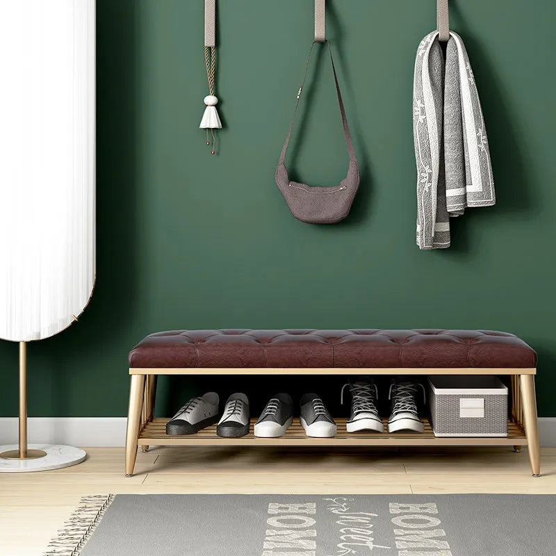 Modern Entryway Metal Shoe Cabinet Luxury Living Room Sofa Stool with Cushion Scandinavian Changing Stool Home Hall Furniture - Kimlud