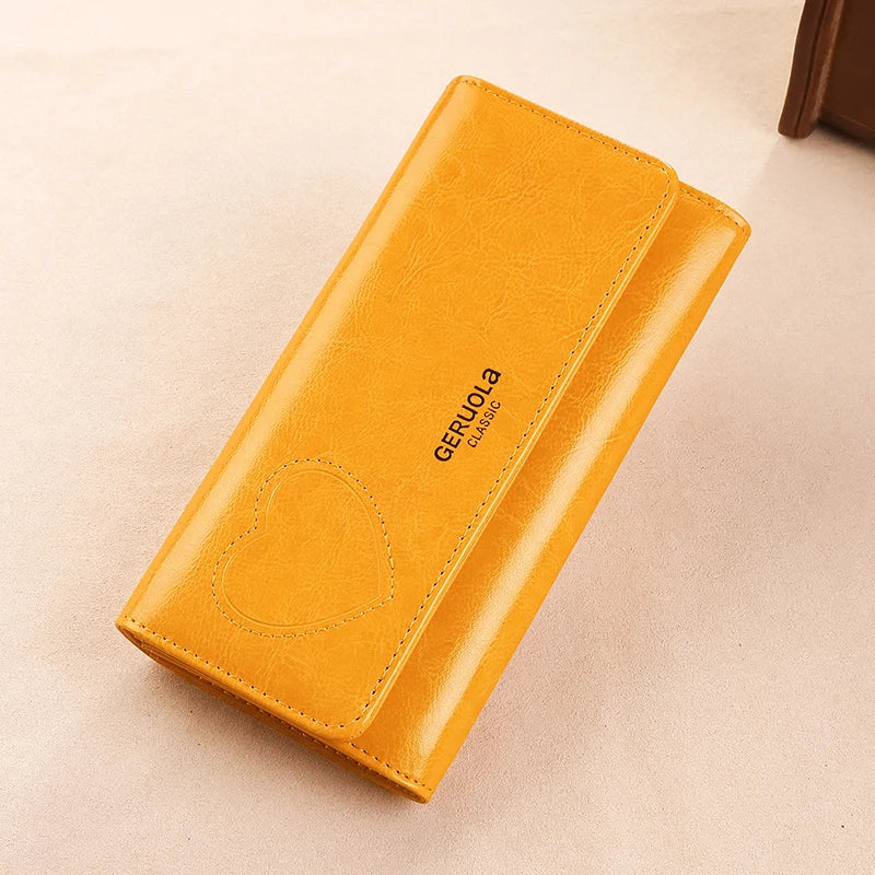 RFID Anti-Theft Brush and Demagnetization Long Handbag, Large Capacity Integrated Card Bag, Multi-Functional Wallet, Leather Cow
