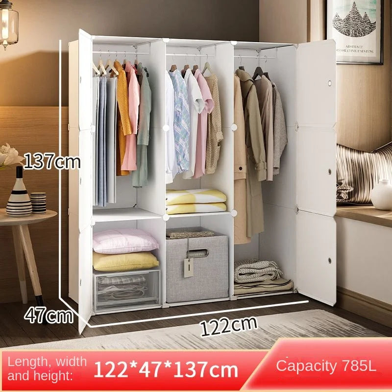 New Style Collapsible Bedroom Furniture Assemble Wardrobe Plastic Durable Clothes Cabinets Simplicity Large Space Storage Locker - Kimlud