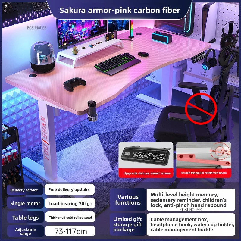 Electric Lifting Computer Desks for Bedroom E-sports Gaming Desk Minimalist Lifting Computer Table Household Student Study Desk