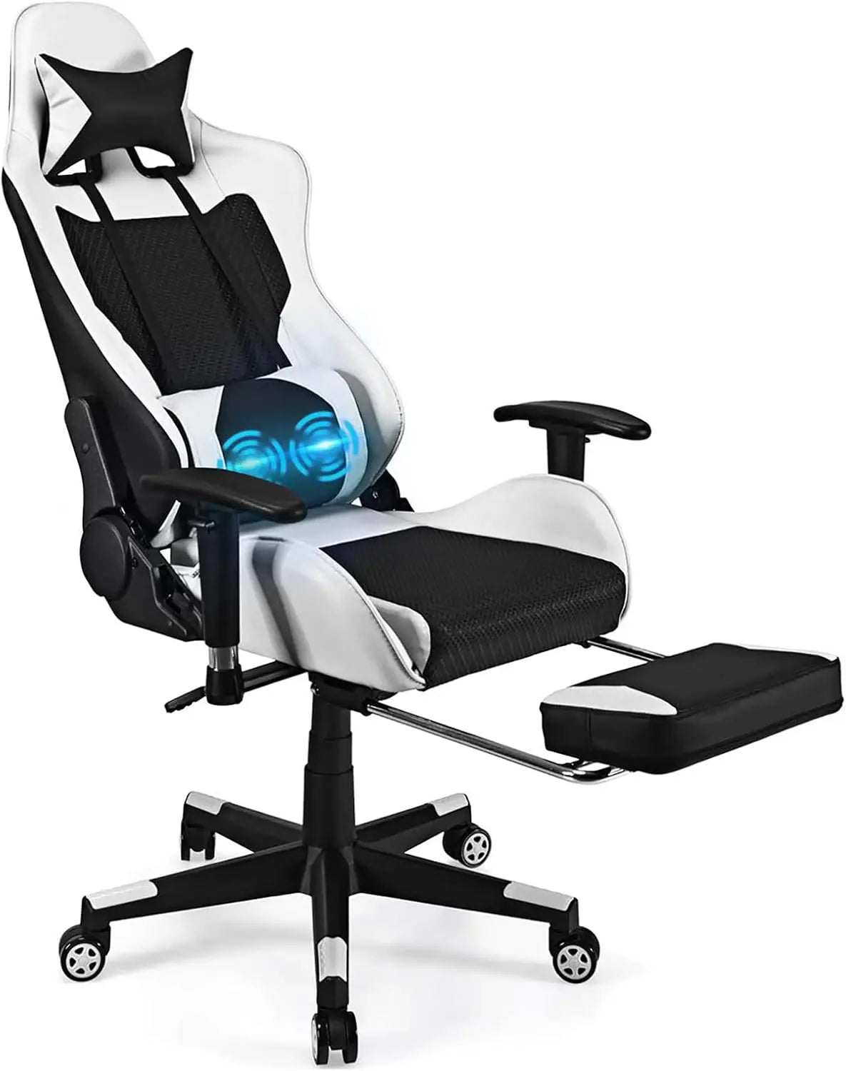 Gaming Chair - Pink Gamer Chair with Footrest Racing Esports Computer Chair Massage Lumbar Support Leather Recliner, Customized