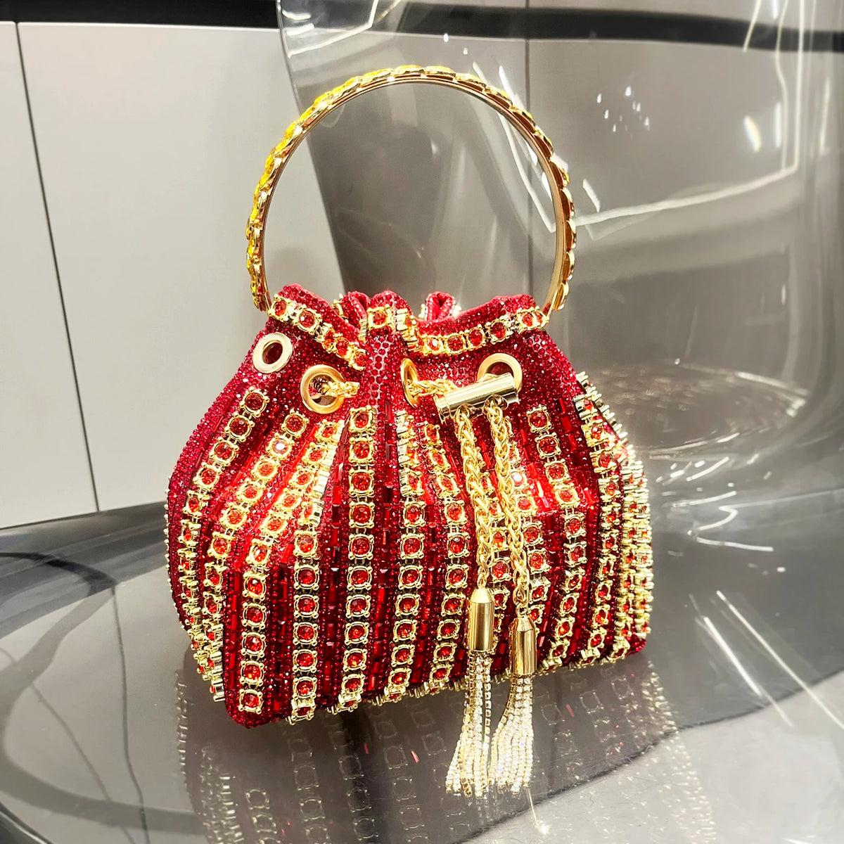 luxury Designer purses and handbags bags for women bucket clutch purse evening banquet bag Crystal rhinestone shoulder bag