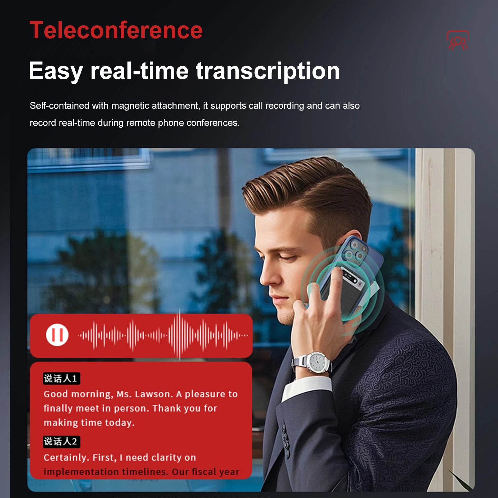 64G AI Voice Recorder Transcribe & Summarize Audio Recorder with Case Transcribe & Summarization with ChatGPT for Meetings/Calls