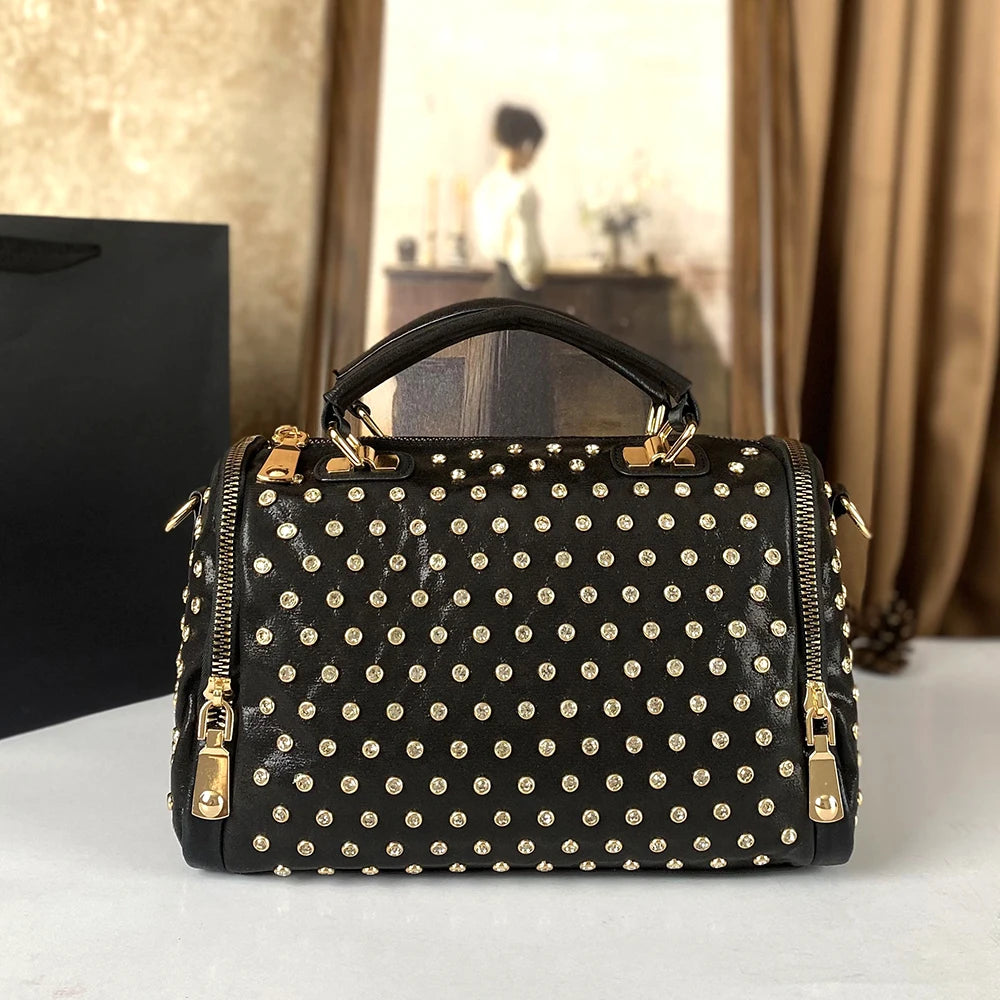 Women's High-End Fashion Trend Diamond Studded Punk Style Crossbody Handbag Large Capacity for Commuting | Kimlud Premium Bag
