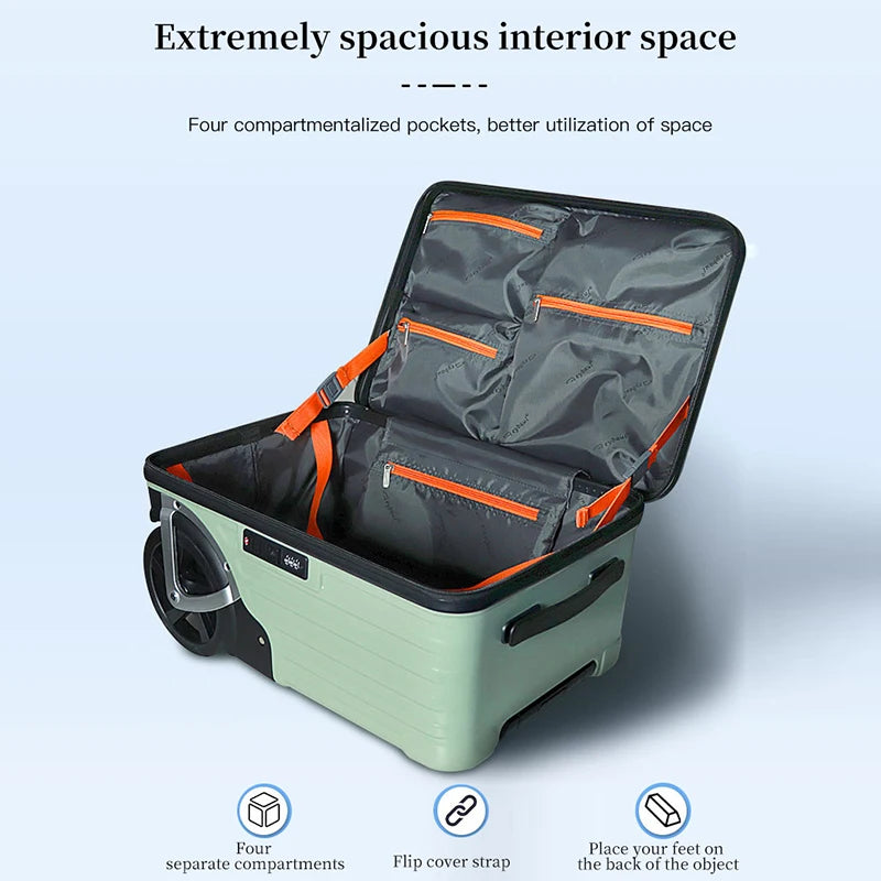 New outdoor camping large-wheel luggage with side opening, large-capacity PC travel suitcase, single-directional wheels, 24-inch - Kimlud