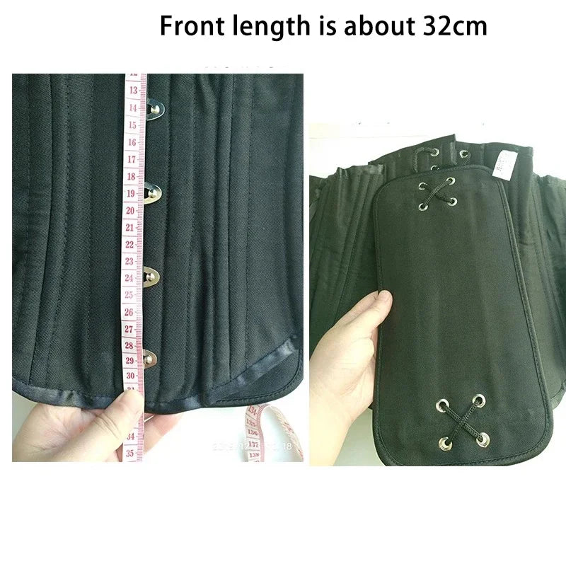 Women Corset Bustier Underbust Wasit Trainer Shapwear Lace Up Double Steel Boned Cotton Lengthened Bodice Control Girdle...