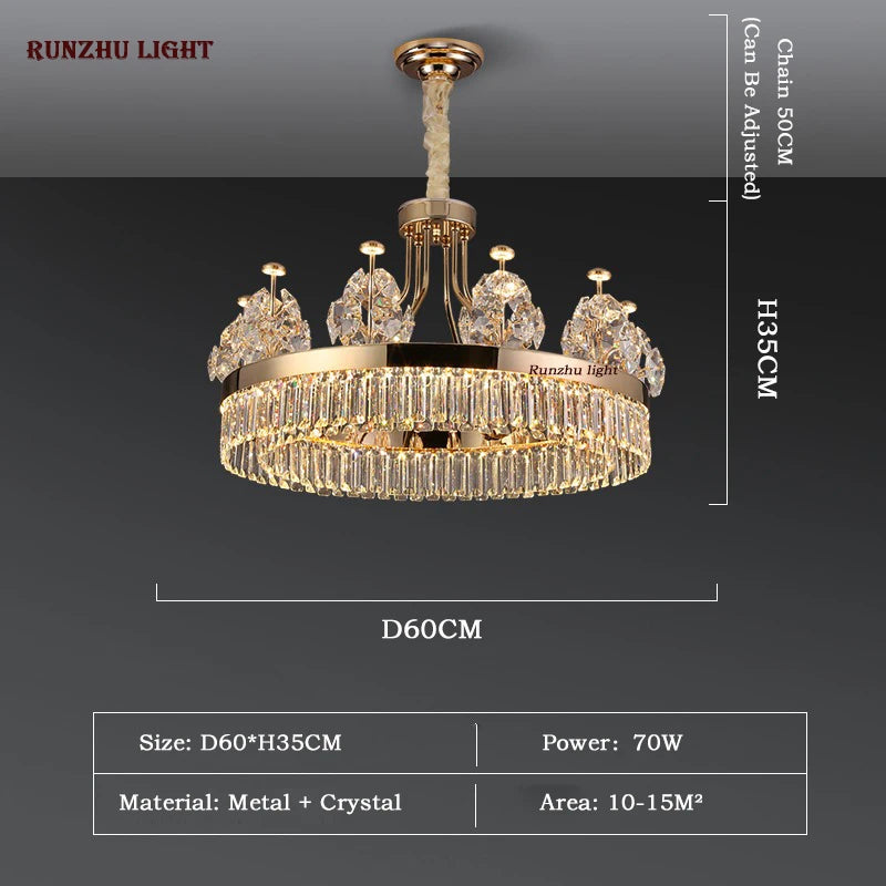 American Light Luxury Crystal Pendant Lamp Postmodern Living Room Lamp Villa Hotel Master Bedroom Lamp Dining Room Lamp