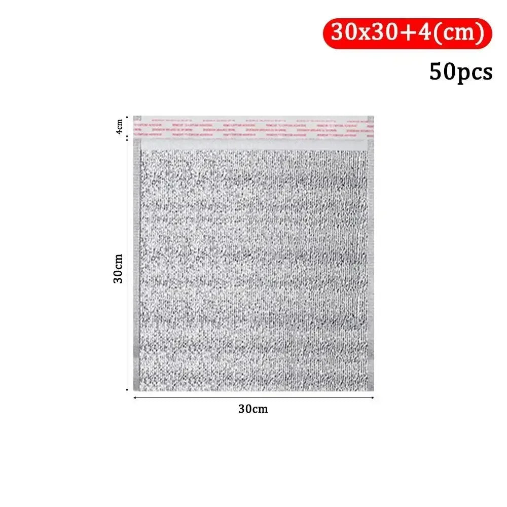 50Pcs/Pack Ice Cold Warm Aluminum Foil Bag Food Thermal Drink Storage Insulation Bag Delivery Carrier with Closure Cooler Bag
