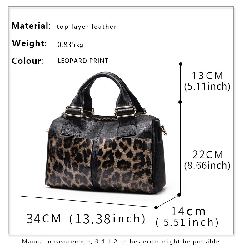 Aidrani Fashion Leopard Pattern Genuine Leather Women's Bag Large Capacity Women's Handbag Cowhide Multi functional Shoulder Bag