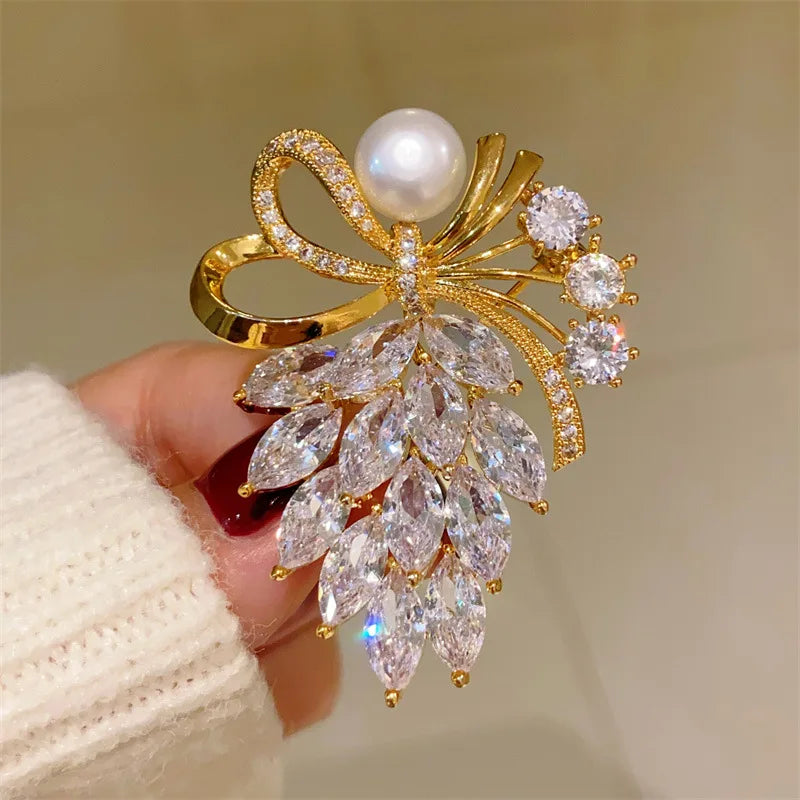 1pc Chic Ribbon Bow Brooch for Men Women Fashion Luxury Rhinestone Bowknot Brooches Pins Jewelry Accessories Party Gifts...